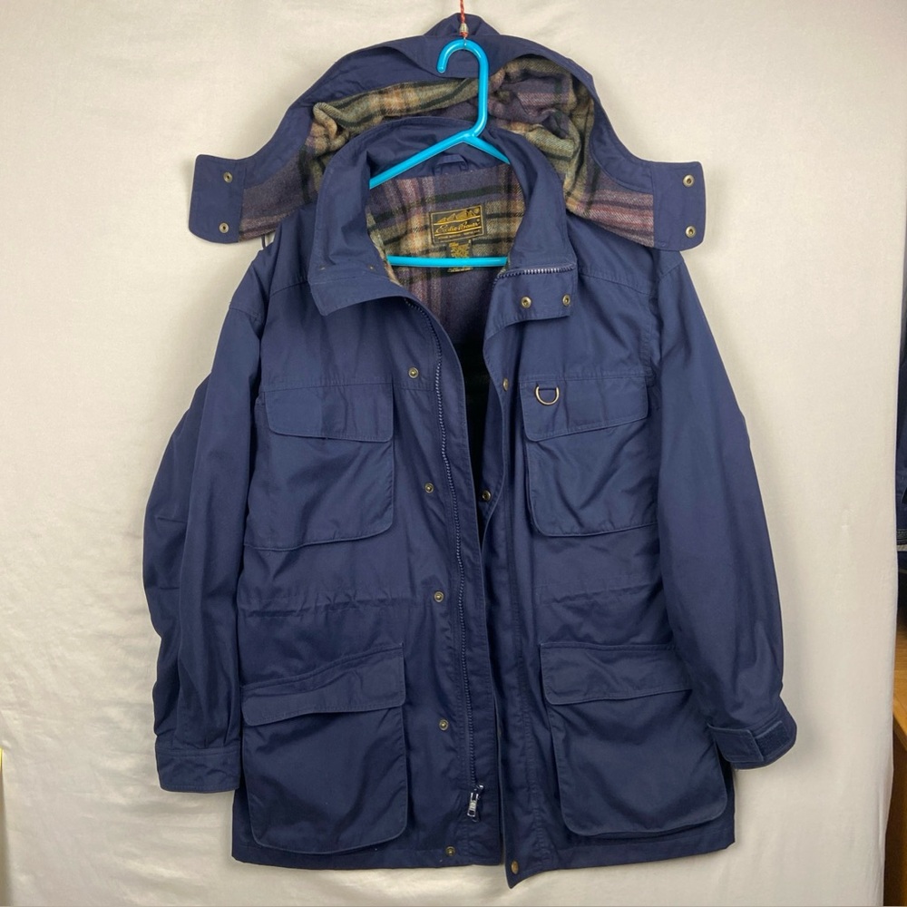 Vintage Eddie Bauer Jacket Men’s Medium Blue Mountain Parka Chore Wool Lined